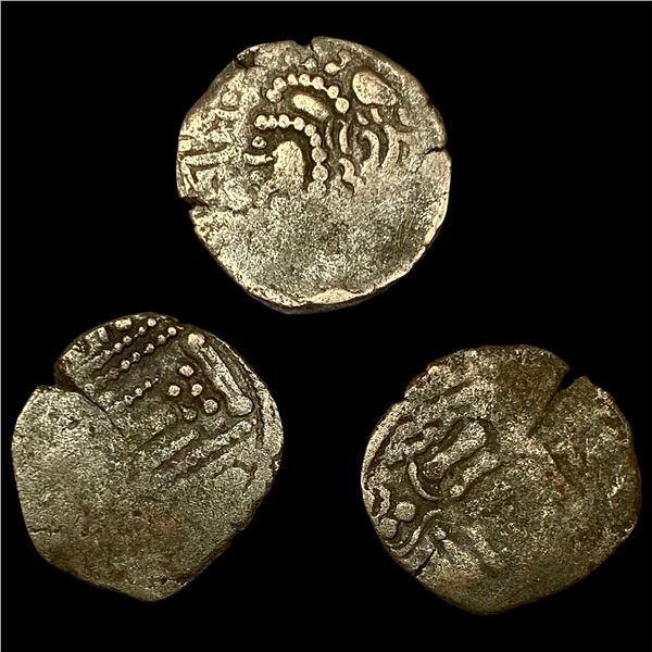 [3 Coins] Pratihara Empire 780-980 Silver Drachm NEARLY UNCIRCULATED