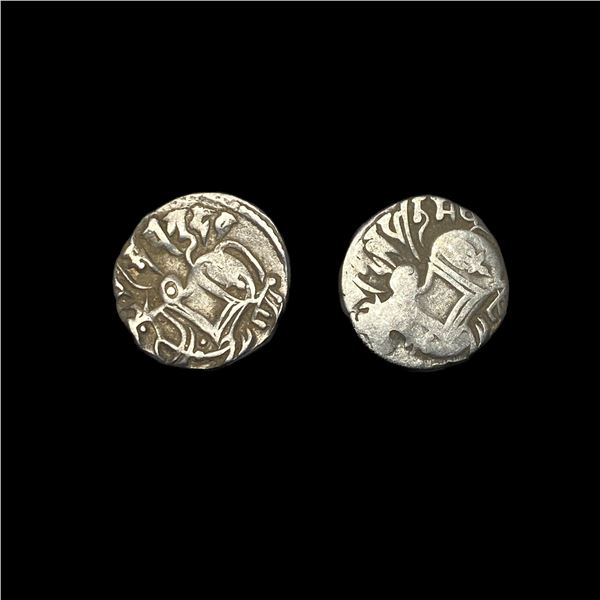 [2 Coins] 700-1000 AD India Rajput Silver Jital NEARLY UNCIRCULATED