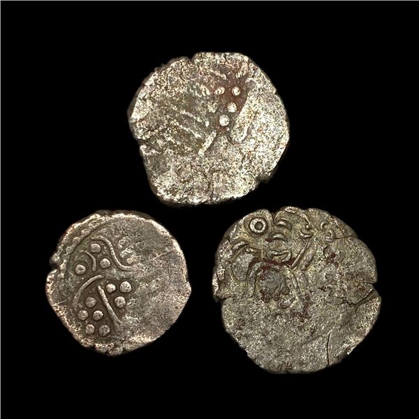 [3 Coins] Pratihara 780-980 AD Silver Drachm NEARLY UNCIRCULATED