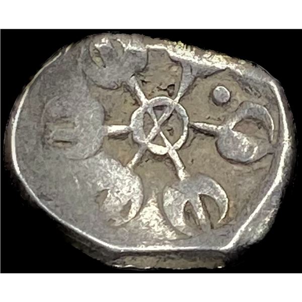 India 500-400 BC Silver 1/8 Taxila NEARLY UNCIRCULATED