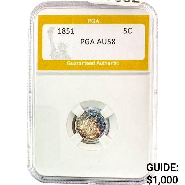 1851 Seated Liberty Half Dime PGA AU58
