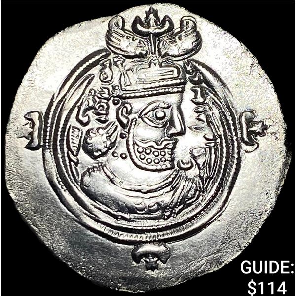 Sasanian Khosrow II 590-628 AD Silver Drachm UNCIRCULATED