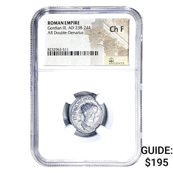Roman Gordiab III, AD 238-244 AR Dbli-Denarius NGC Ch F