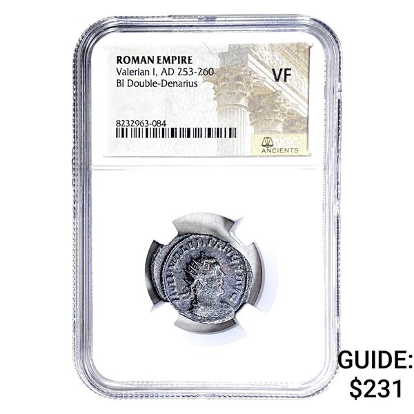Roman Valerian I, AD 253-260 BI Dbl-Denarius NGC VF