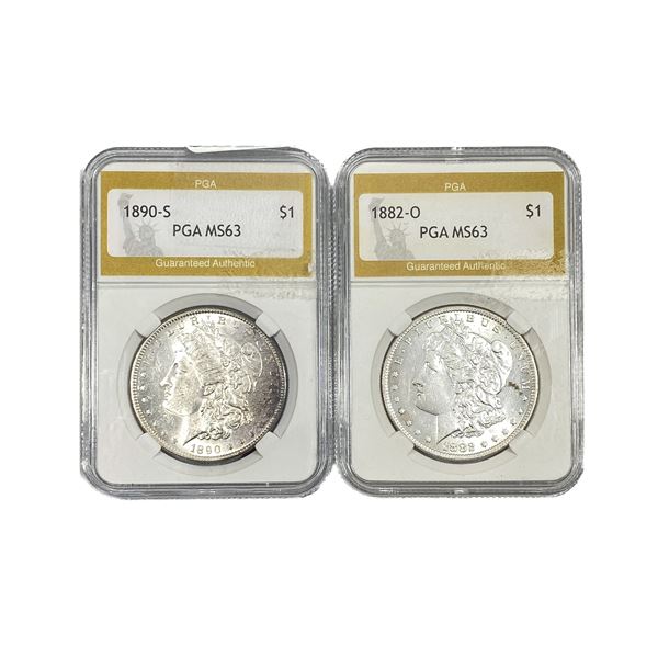 [2 Coins] 1882-1890 Morgan Silver Dollar