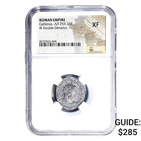 Roman Gallienus, AD 253-268 BI Dbl-Denarius NGC XF