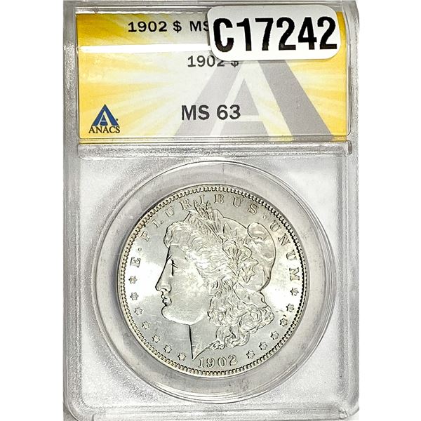 1902 Morgan Silver Dollar ANACS MS63