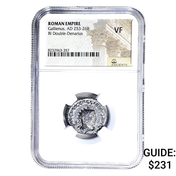 Roman Gallienus, AD 253-268 BI Dbl-Denarius NGC VF