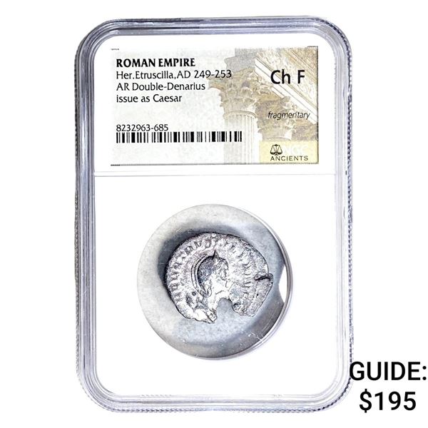 Roman Her.Etruscilla, AD 249-253 AR dbl-Denarius NGC Ch F