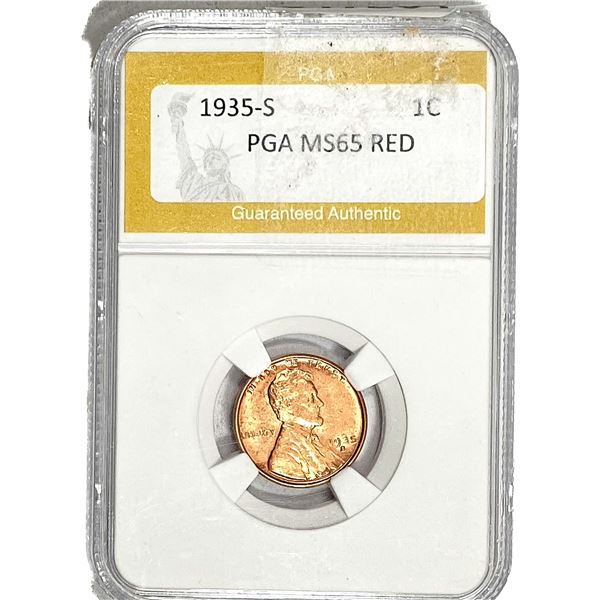 1935-S Wheat Cent PGA MS65 Red