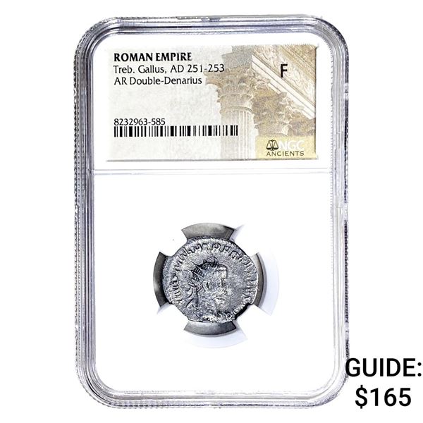 Roman Treb. Gallus, AD 251-253 AR Dbl-Denarius NGC F
