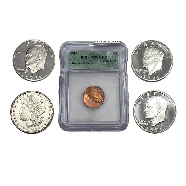 [5 Coins] United States Silver Dollar&Cent Lot