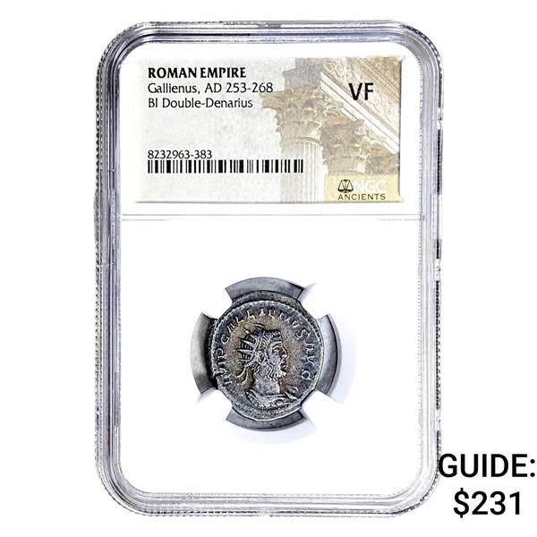Roman Gallienus,AD 253-268 BI Dbl-Denarius NGC VF