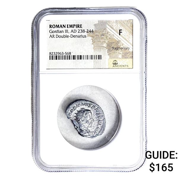 Roman Gordiab III, AD 238-244 AR Dbli-Denarius NGC F