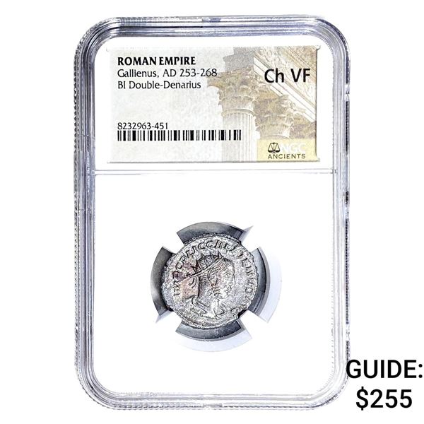 Roman Gallienus, AD 253-268 BI Dbl-Denarius NGC Ch VF