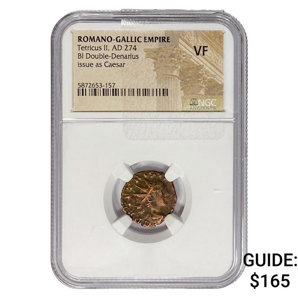 Romano-Gallic TetricusII,AD274 BI Double-Denarius NGC VF