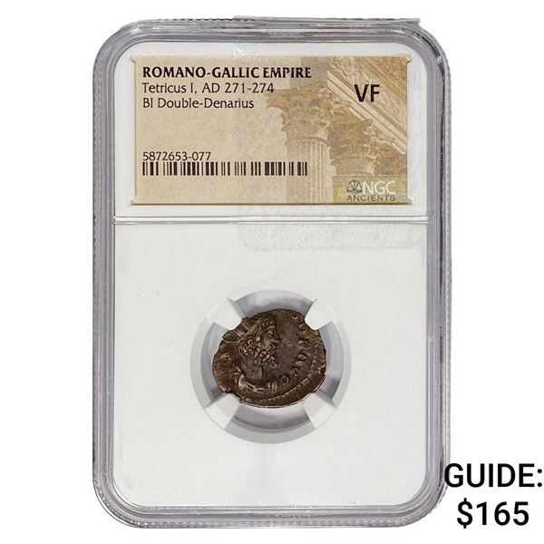 Romano-Gallic TetricusI, AD271-274 BIDbl-Denarius NGC VF