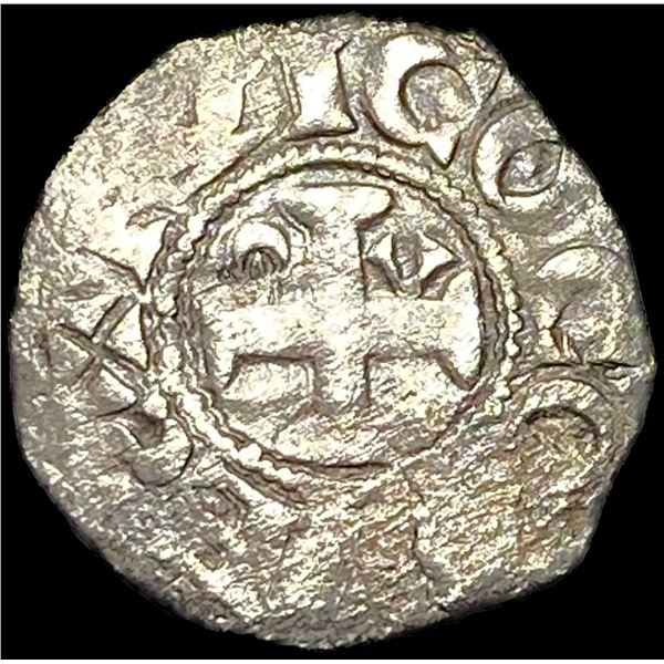 Crusades France Anjou Silver Denier NEARLY UNCIRCULATED