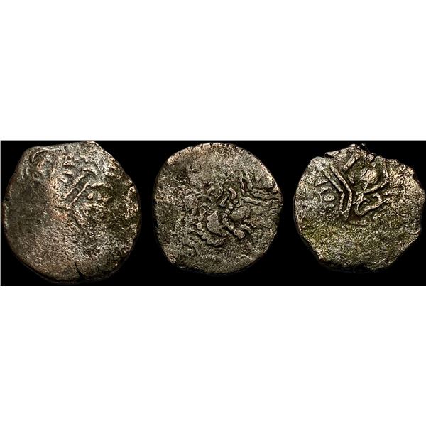 [3 Coins] Pratihara 780-980 Silver Drachm NEARLY UNCIRCULATED