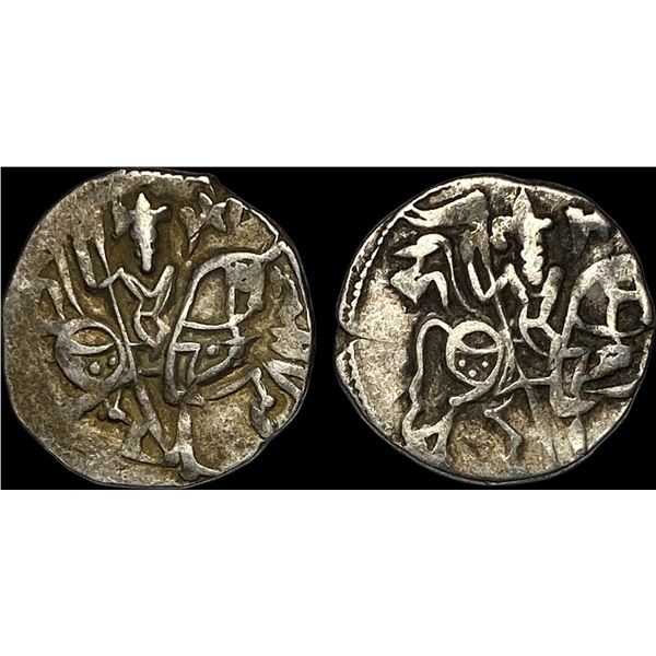 [2 Coins] 700-1000 AD India Rajput Silver Jital NEARLY UNCIRCULATED