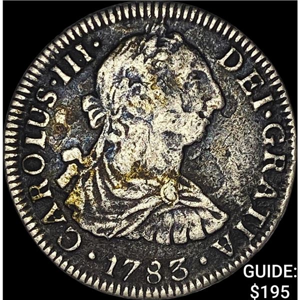 1783 Mexico El Cazador Silver 2 Reales NEARLY UNCIRCULATED