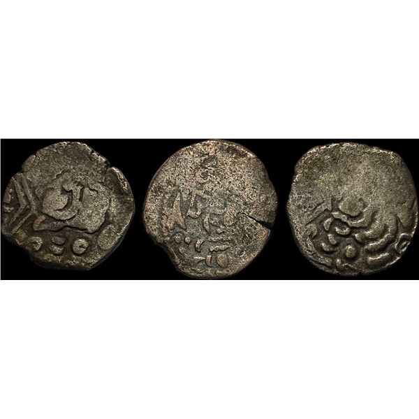 [3 Coins] Pratihara 780-980 Silver Drachm NEARLY UNCIRCULATED