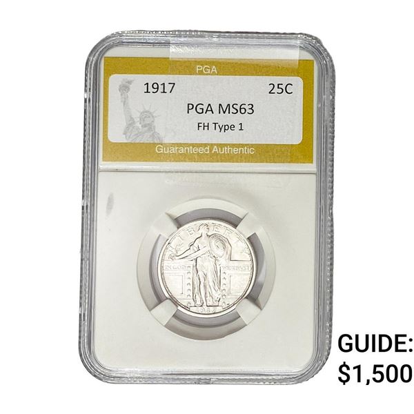 1917 Standing Liberty Quarter PGA MS63 TY 1FH