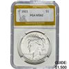 Image 1 : 1921 Silver Peace Dollar PGA MS62
