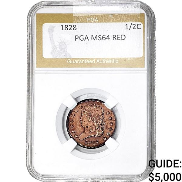 1828 Classic Head Half Cent PGA MS64 RED