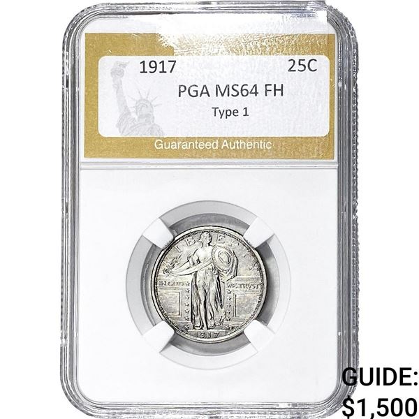 1917 TY 1 Standing Liberty Quarter PGA MS64 FH