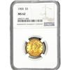 Image 1 : 1900 $5 Gold Half Eagle NGC MS62