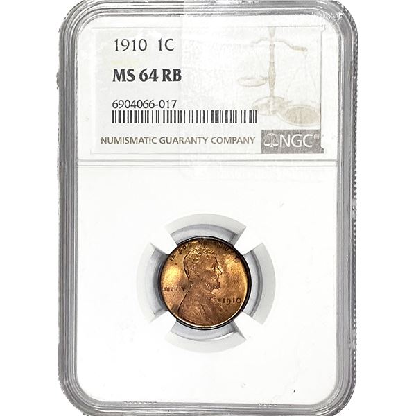 1910 Wheat Cent NGC MS64 RB