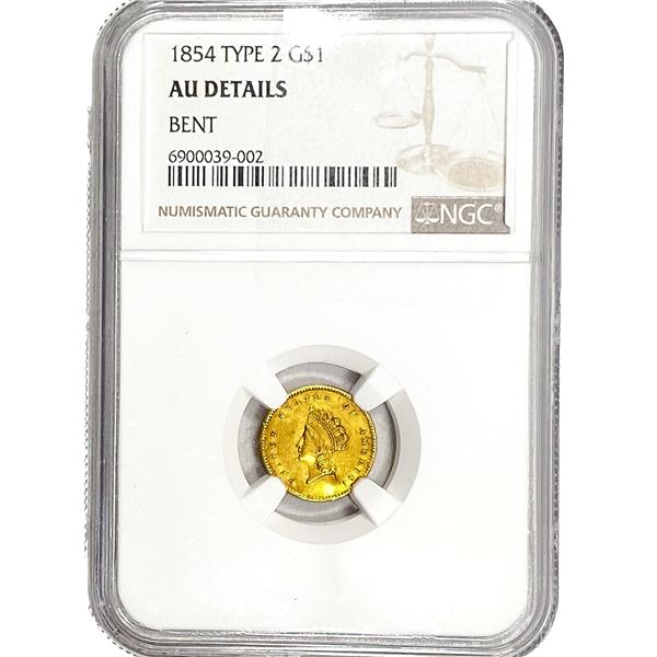 1854 Rare Gold Dollar NGC AUDetails