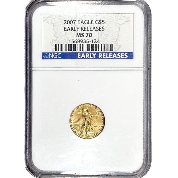 2007 Gold $5 American Eagle 1/10 oz NGC MS70