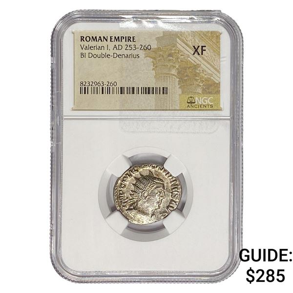 Roman Valerian I, AD 253-260 BI Double-Denarius NGC XF