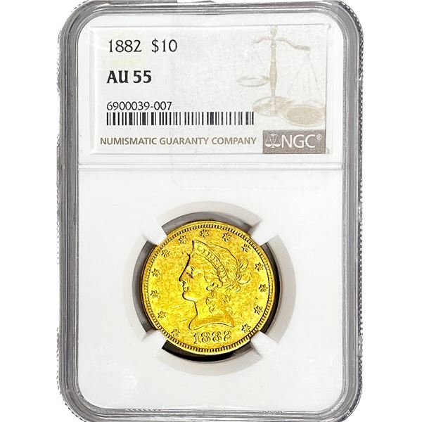 1882 $10 Gold Eagle NGC AU55