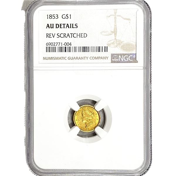 1853 Rare Gold Dollar NGC AUDetails