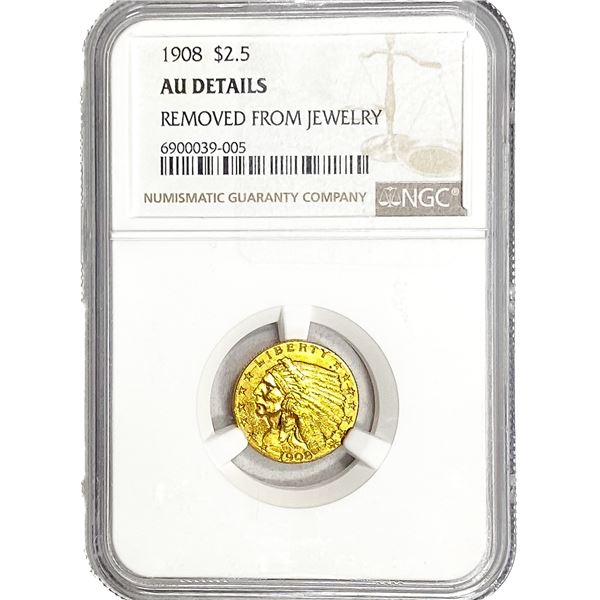 1908 $2.50 Gold Quarter Eagle NGC AUDetails