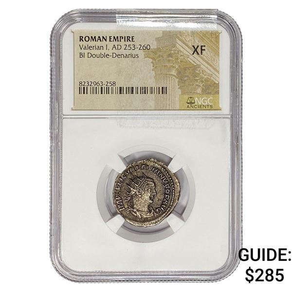 Roman Valerian I, AD 253-260 BI Double-Denarius NGC XF