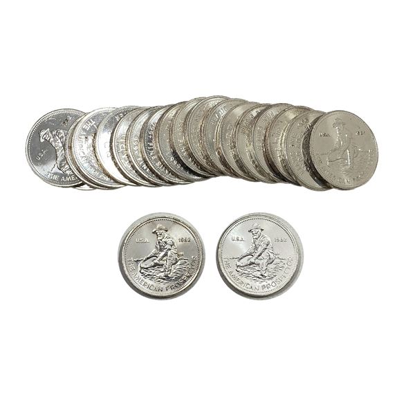 [20 Coins] 1982 Roll of Silver Prospector 1 oz