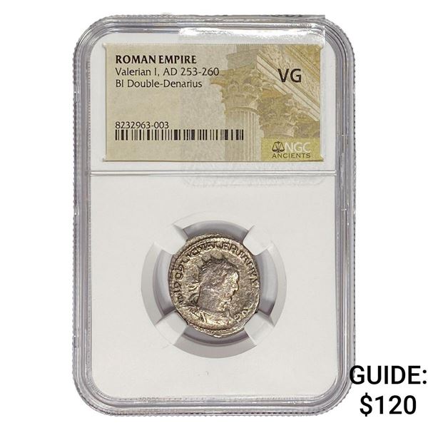 Roman Valerian I, AD 253-260 BI Double-Denarius NGC VG