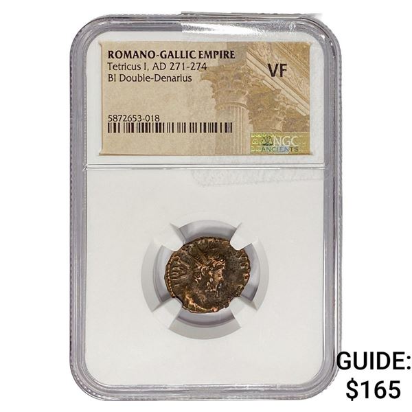 Romano-Gallic TetricusI, AD271-274 BIDbl-Denarius NGC VF