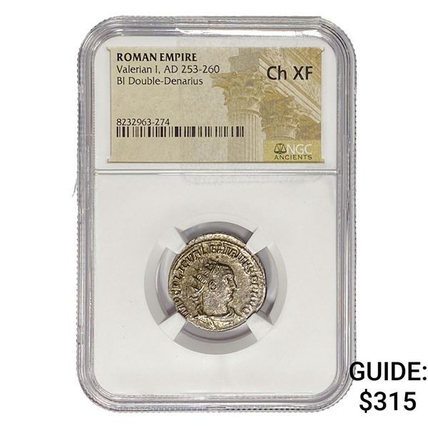 Roman Valerian I, AD 253-260 BI Double-Denarius NGC ChXF