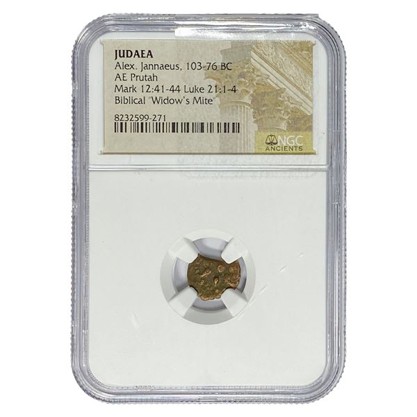 Judaea Alex, Jannaeus,103-76 BC AE Prutah Widow's  NGC