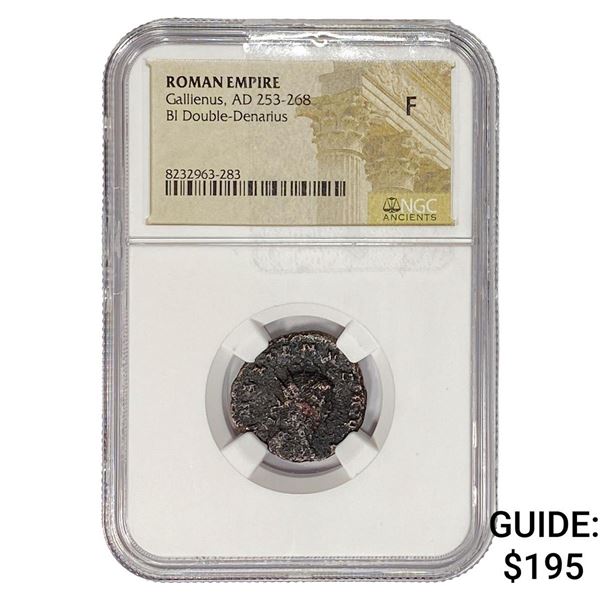Roman Gallienus, AD 253-268 BI Dbl-Denarius NGC F