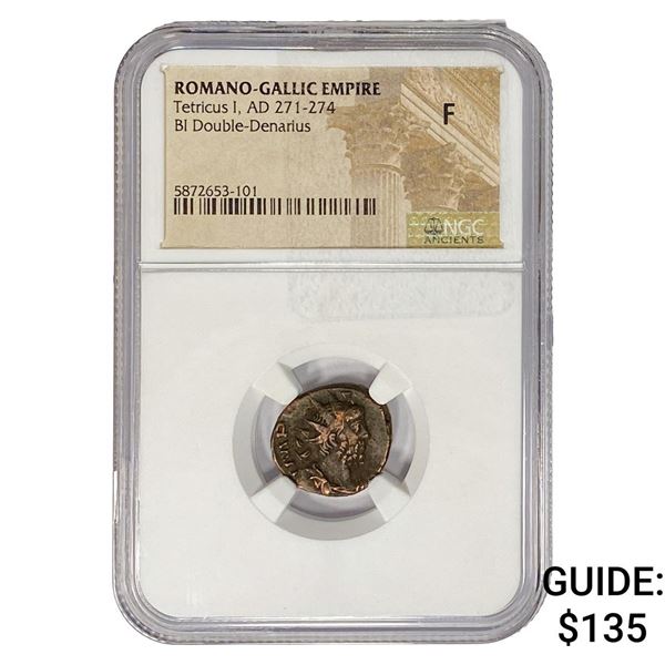 Romano-Gallic TetricusI, AD271-274 BIDbl-Denarius NGC F