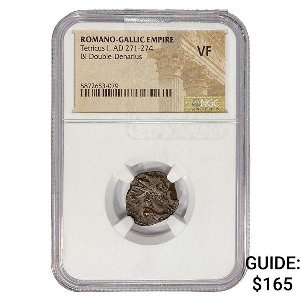 Romano-Gallic TetricusI, AD271-274 BIDbl-Denarius NGC VF