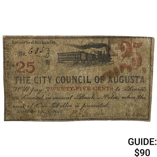 1862 25C City Of Augusta Fractional Currency 4