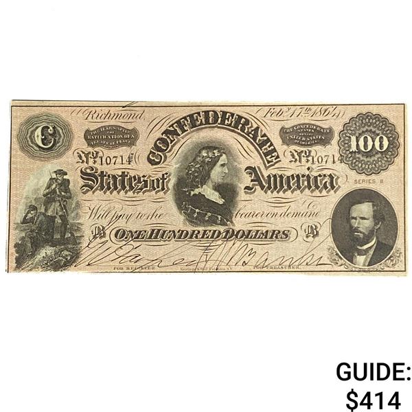 1864 $100 Confederate States of America 7