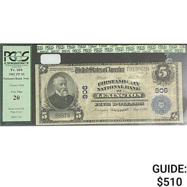 1902 $5 National Bank Of Lexington PCGS VF 20